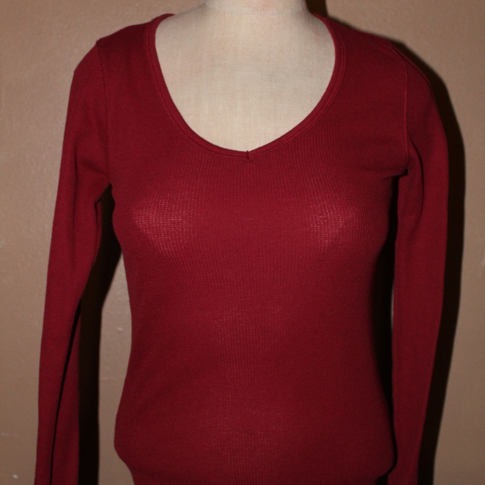 Active Basic Maroon Thermal LS Shirt